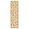 8' Ivory Green and Red Floral Vines Runner Rug