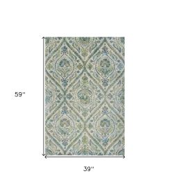 3' X 5' Ivory Ogee Area Rug