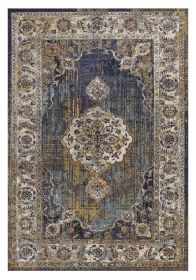 3' X 5' Navy Traditional Bordered Area Rug