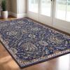 3' X 5' Royal Blue Machine Woven Floral Traditional Indoor Area Rug