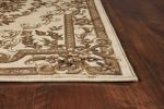 3' X 5' Ivory Machine Woven Hand Carved Floral Medallion Indoor Area Rug