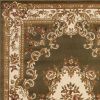 3' X 5' Green Ivory Machine Woven Hand Carved Floral Medallion Indoor Area Rug