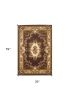 3' X 5' Plum Ivory Machine Woven Hand Carved Floral Medallion Indoor Area Rug