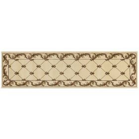 2' X 8' Ivory Fleur De Lis Runner Rug