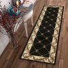 2' X 8' Black Fleur De Lis Runner Rug