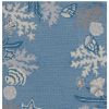 7' Blue and Gray Seashell Hand Hooked Runner Rug