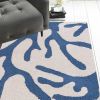 8' Ivory And Blue Runner Rug