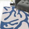 8' Ivory And Blue Runner Rug