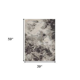 3' X 5' Silver Abstract Area Rug