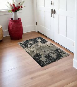 3' X 5' Black and Silver Abstract Area Rug