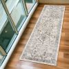 7' Runner Ivory Floral Distressed Runner Rug