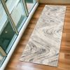 7' Runner Natural Abstract Runner Rug