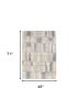 4' X 6' Ivory Blue Machine Woven Abstract Blocks Indoor Area Rug