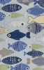 3' X 5' Light Blue and Dark Blue Fishes Hand Tufted Area Rug