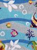 3' X 5' Blue Hand Hooked Marine Life Indoor Area Rug