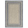 5' X 8'  Grey Or  Denim Bordered Uv Treated Area Rug