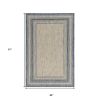 5' X 8'  Grey Or  Denim Bordered Uv Treated Area Rug