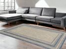 5' X 8'  Grey Or  Denim Bordered Uv Treated Area Rug