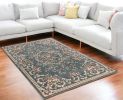 5' X 8' Slate Blue Floral Indoor Area Rug