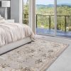 5' X 8' Light Grey Floral Vines Bordered Area Rug