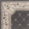 5' X 8' Grey Ivory Bordered Floral Indoor Area Rug