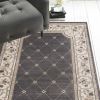 5' X 8' Grey Ivory Bordered Floral Indoor Area Rug