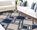 5' X 8' Ivory Or Denim Geometric Diamond Uv Treated Area Rug