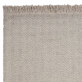 3' X 5' Oatmeal Beige Wool Chevron Hand Woven Area Rug