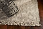 3' X 5' Oatmeal Beige Wool Chevron Hand Woven Area Rug