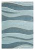 8' Ocean Blue Teal Hand Tufted Abstract Waves Indoor Runner Rug