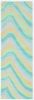 8' Ocean Blue Beige Hand Tufted Abstract Waves Indoor Runner Rug