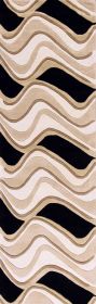 2' X 7' Black Or Beige Abstract Waves Wool Runner Rug