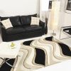 2' X 7' Black Or Beige Abstract Waves Wool Runner Rug