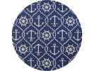 7' Round Uv Treated Polypropylene Navy Area Rug