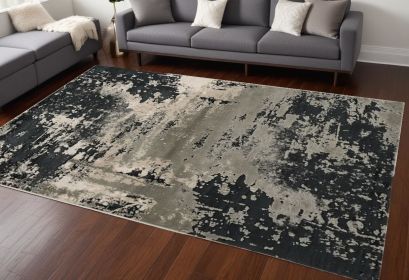 6' X 9' Black and Silver Area Rug