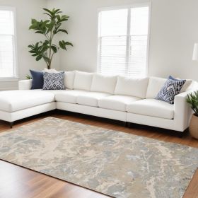 7' X 10' Sand Grey Machine Woven Abstract Indoor Area Rug