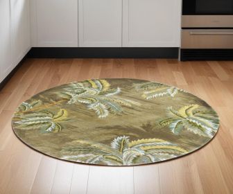 5' Moss Green Round Wool Hand Tufted Area Rug