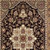 8' X 11' Black Beige Machine Woven Floral Medallion Indoor Area Rug