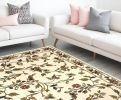 8' X 11' Ivory Machine Woven Floral Vines Indoor Area Rug