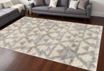 8' X 10' Ivory Grey Machine Woven Geometric Indoor Area Rug