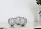 Set of Three Silver Wire 4" Decorative Orbs