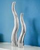 Set of Two Silver Aluminum Squiggly Table Vases