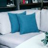 Set Of 2 Teal Blue Brushed Twill Decorative Throw Pillow Covers