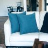 Set Of 2 Teal Blue Brushed Twill Decorative Throw Pillow Covers