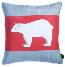 18"X18" Christmas Bear Printed Decorative Throw Pillow Cover