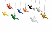 Set of Nine 6" White Black Gold Silver and Rainbow Climbing Man Resin Wall Decor