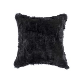 18" Black Wool Throw Pillow