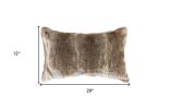 12" X 20" Brown Wool Throw Pillow