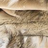 60" X 50" Tan Knitted Rabbit Fur Animal Print Throw Blanket