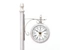 8" X 3.75" X 16.25" Brassalum. Lamp Post Clock One Sided